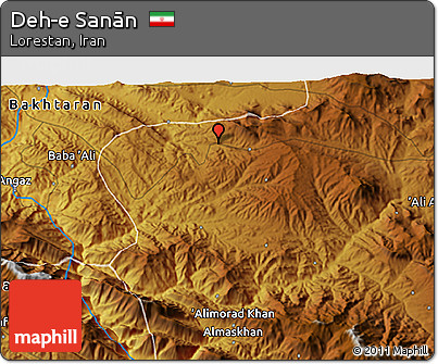 Physical 3D Map of Deh-e Sanān