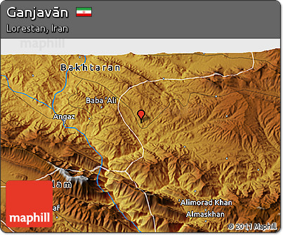 Physical 3D Map of Ganjavān