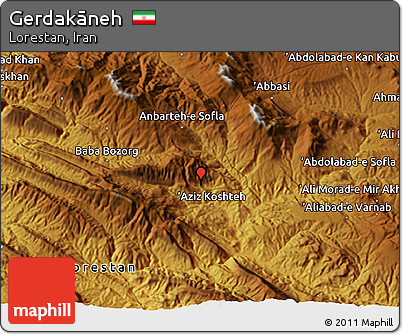 Physical 3D Map of Gerdakāneh