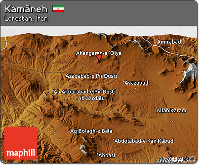 Physical 3D Map of Kamāneh