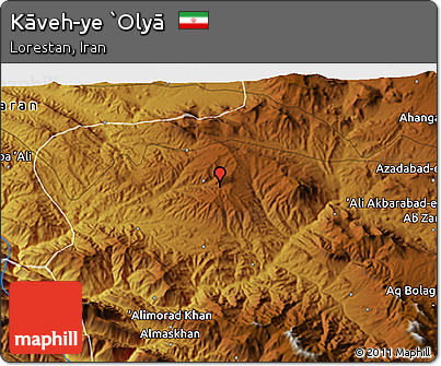 Physical 3D Map of Kāveh-ye `Olyā
