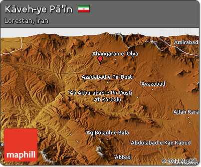 Physical 3D Map of Kāveh-ye Pā'īn