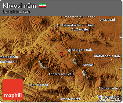 Physical 3D Map of Khvoshnām