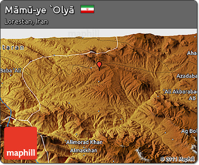 Physical 3D Map of Māmū-ye `Olyā