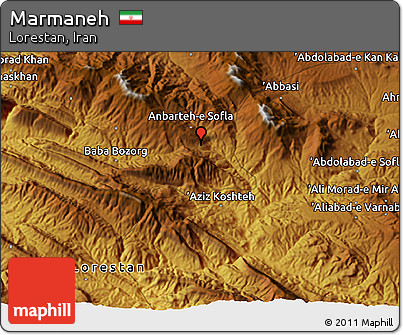 Physical 3D Map of Marmaneh