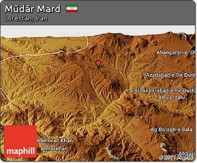 Physical 3D Map of Mūdār Mard