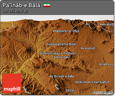 Physical 3D Map of Pa'īnāb-e Bālā