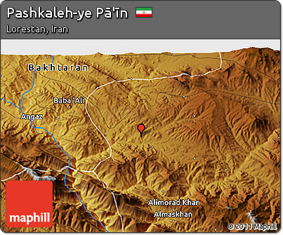 Physical 3D Map of Pashkaleh-ye Pā'īn