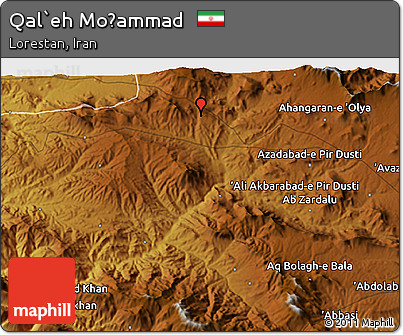 Physical 3D Map of Qal`eh Moḩammad