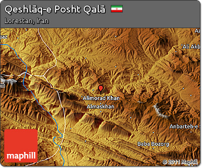 Physical 3D Map of Qeshlāq-e Posht Qalā