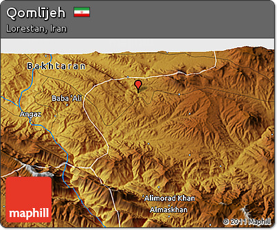 Physical 3D Map of Qomlījeh