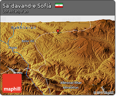Physical 3D Map of Sa`davand-e Soflá