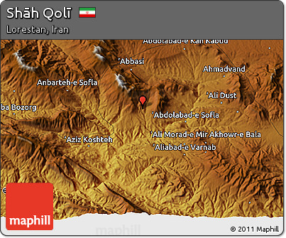 Physical 3D Map of Shāh Qolī