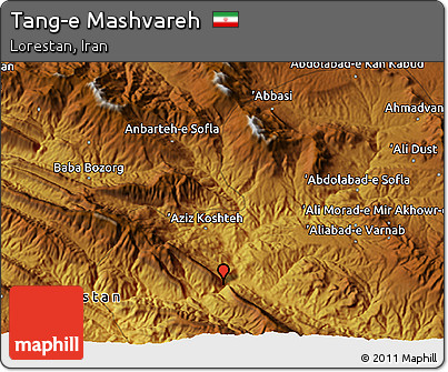 Physical 3D Map of Tang-e Mashvareh