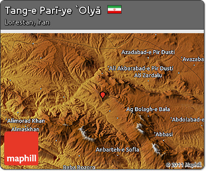 Physical 3D Map of Tang-e Parī-ye `Olyā