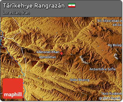 Physical 3D Map of Tārīkeh-ye Rangrazān