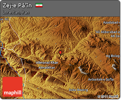 Physical 3D Map of Zej-e Pā'īn