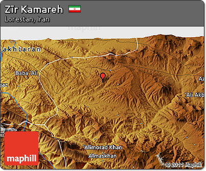 Physical 3D Map of Zīr Kamareh