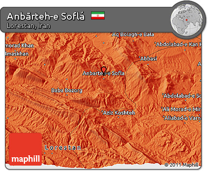 Political 3D Map of Anbārteh-e Soflá