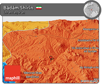Political 3D Map of Bādām Shīrīn