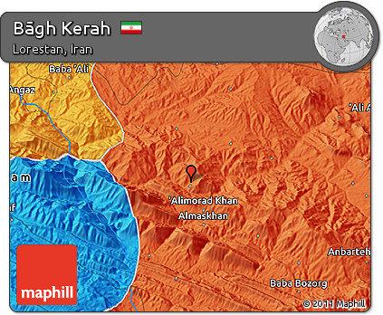 Political 3D Map of Bāgh Kerah