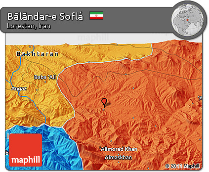 Political 3D Map of Bālāndar-e Soflá