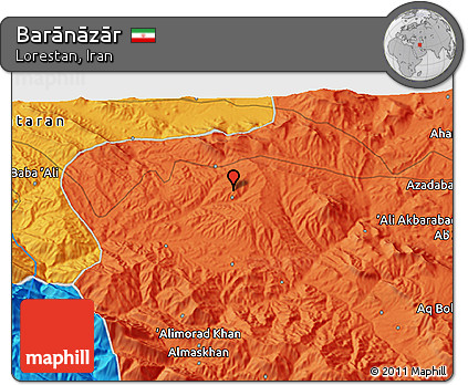 Political 3D Map of Barānāzār