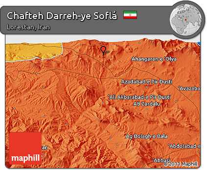 Political 3D Map of Chafteh Darreh-ye Soflá