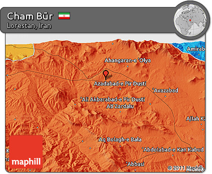 Political 3D Map of Cham Būr