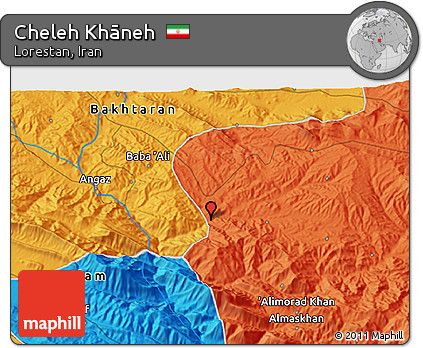 Political 3D Map of Cheleh Khāneh