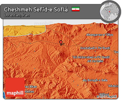 Political 3D Map of Cheshmeh Sefīd-e Soflá