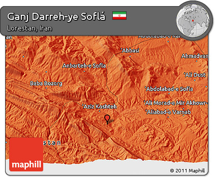 Political 3D Map of Ganj Darreh-ye Soflá