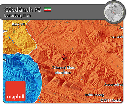 Political 3D Map of Gāvdāneh Pā