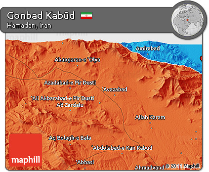 Political 3D Map of Gonbad Kabūd