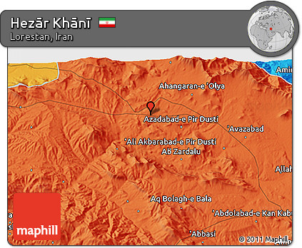 Political 3D Map of Hezār Khānī