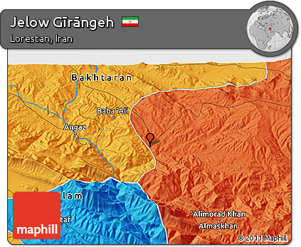 Political 3D Map of Jelow Gīrāngeh