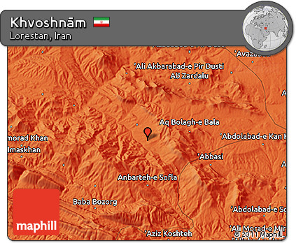 Political 3D Map of Khvoshnām