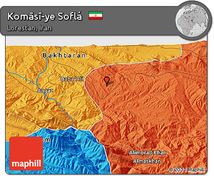 Political 3D Map of Komāsī-ye Soflá