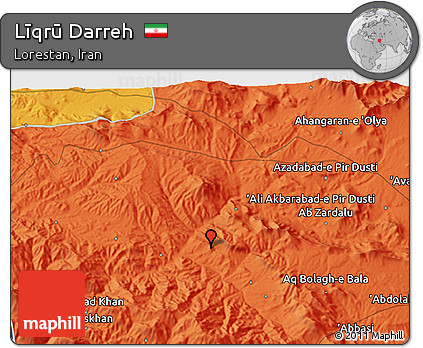 Political 3D Map of Līqrū Darreh