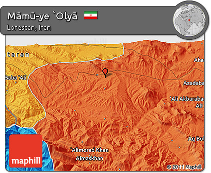 Political 3D Map of Māmū-ye `Olyā