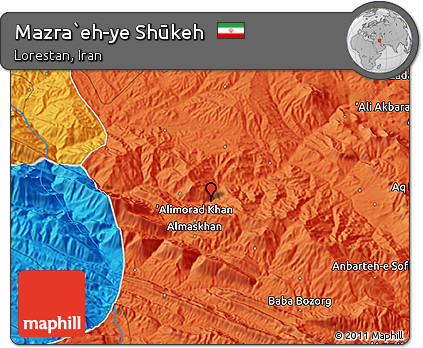 Political 3D Map of Mazra`eh-ye Shūkeh