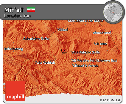 Political 3D Map of Mīr`alī