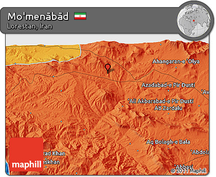 Political 3D Map of Mo'menābād