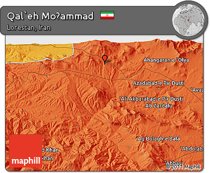 Political 3D Map of Qal`eh Moḩammad