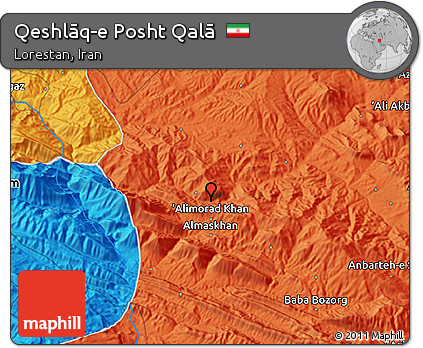 Political 3D Map of Qeshlāq-e Posht Qalā