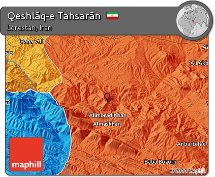 Political 3D Map of Qeshlāq-e Tahsarān
