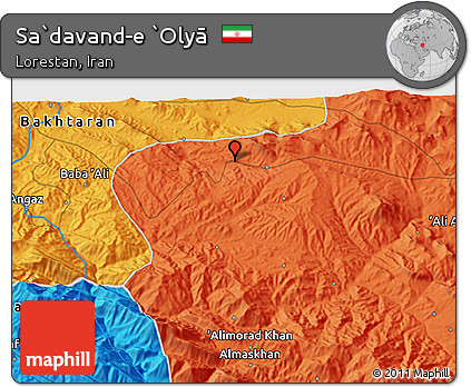 Political 3D Map of Sa`davand-e `Olyā
