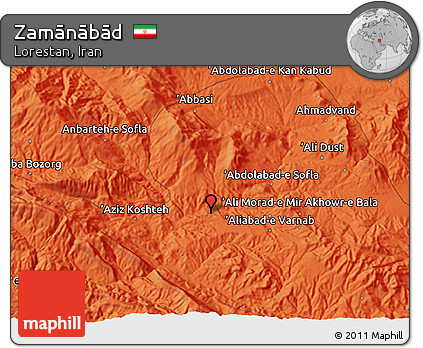 Political 3D Map of Zamānābād