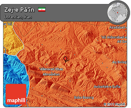 Political 3D Map of Zej-e Pā'īn