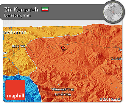 Political 3D Map of Zīr Kamareh